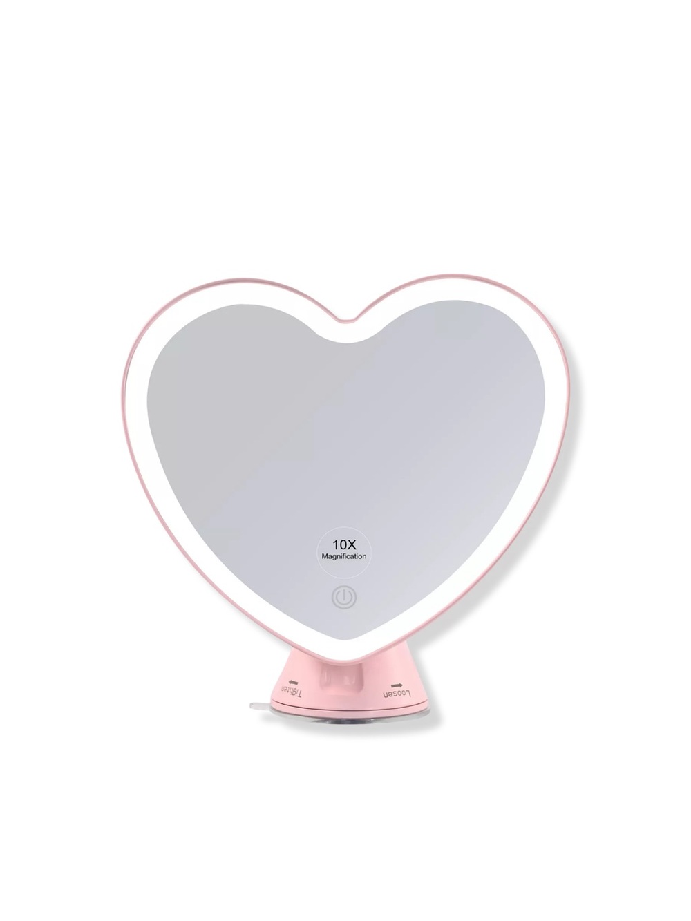 Impressions Heart-Shaped LED Magnifying Vanity Mirror in Pink
